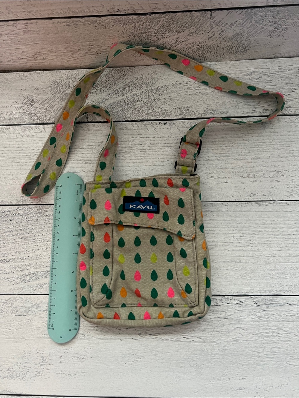 Kavu Kids Beige Crossbody with Multicolor Teardrop Print